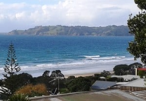 Over looking Onetangi Beach.