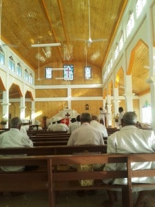 Inside the beautiful church. We LOVED the singing!