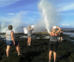 Thar she blows! Coconuts were dropped in to the blowhole and blown sky high!