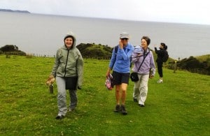 Walking up over the headland with the wind blowing.